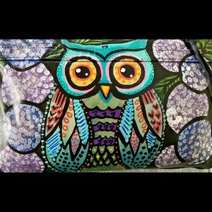 RebeccaMinkoff Hand-Painted Leather Purse Owl and Flowers